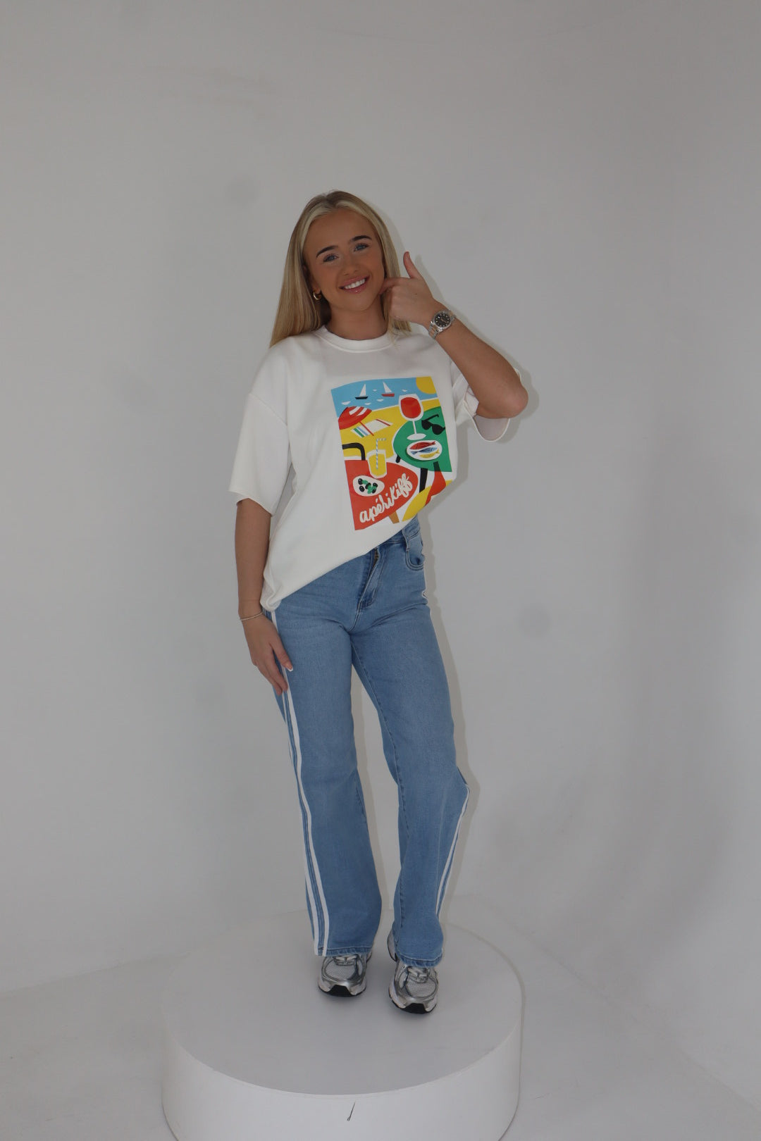 'Aperitif' Oversized T-Shirt In White