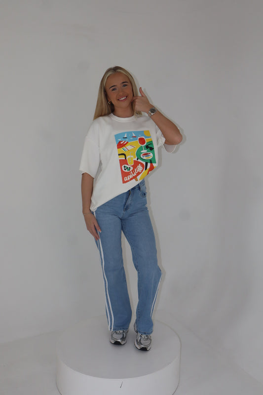 'Aperitif' Oversized T-Shirt In White