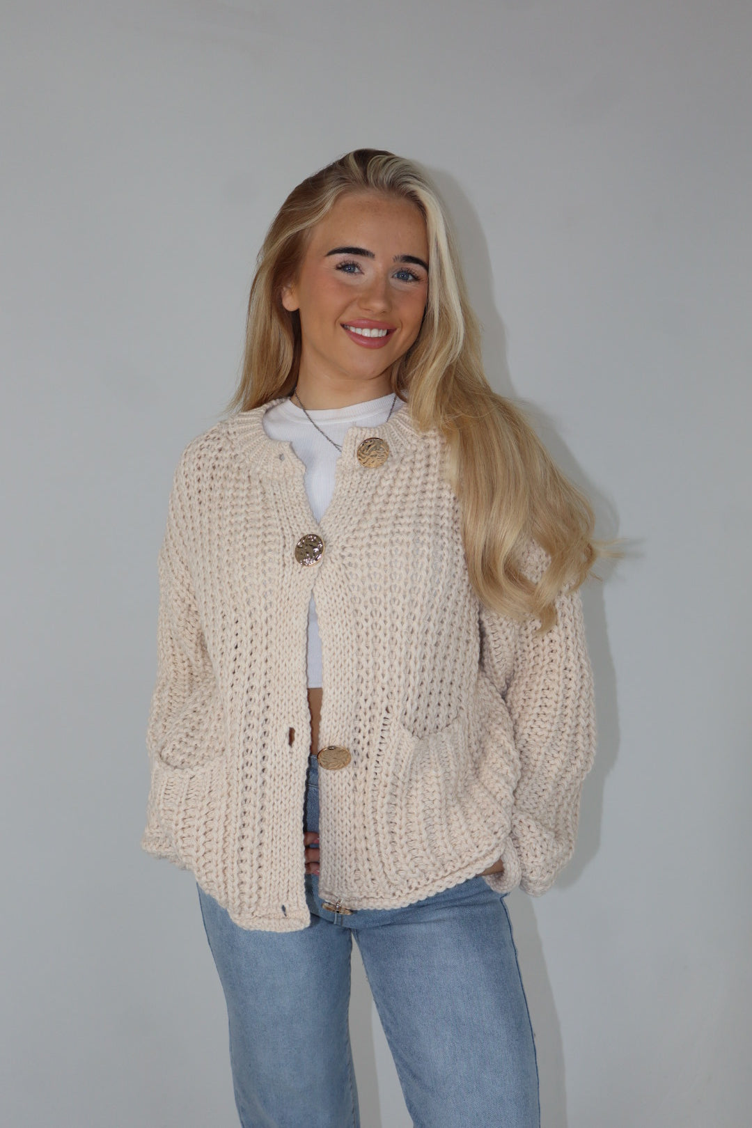 'Cable' Cardigan In Cream