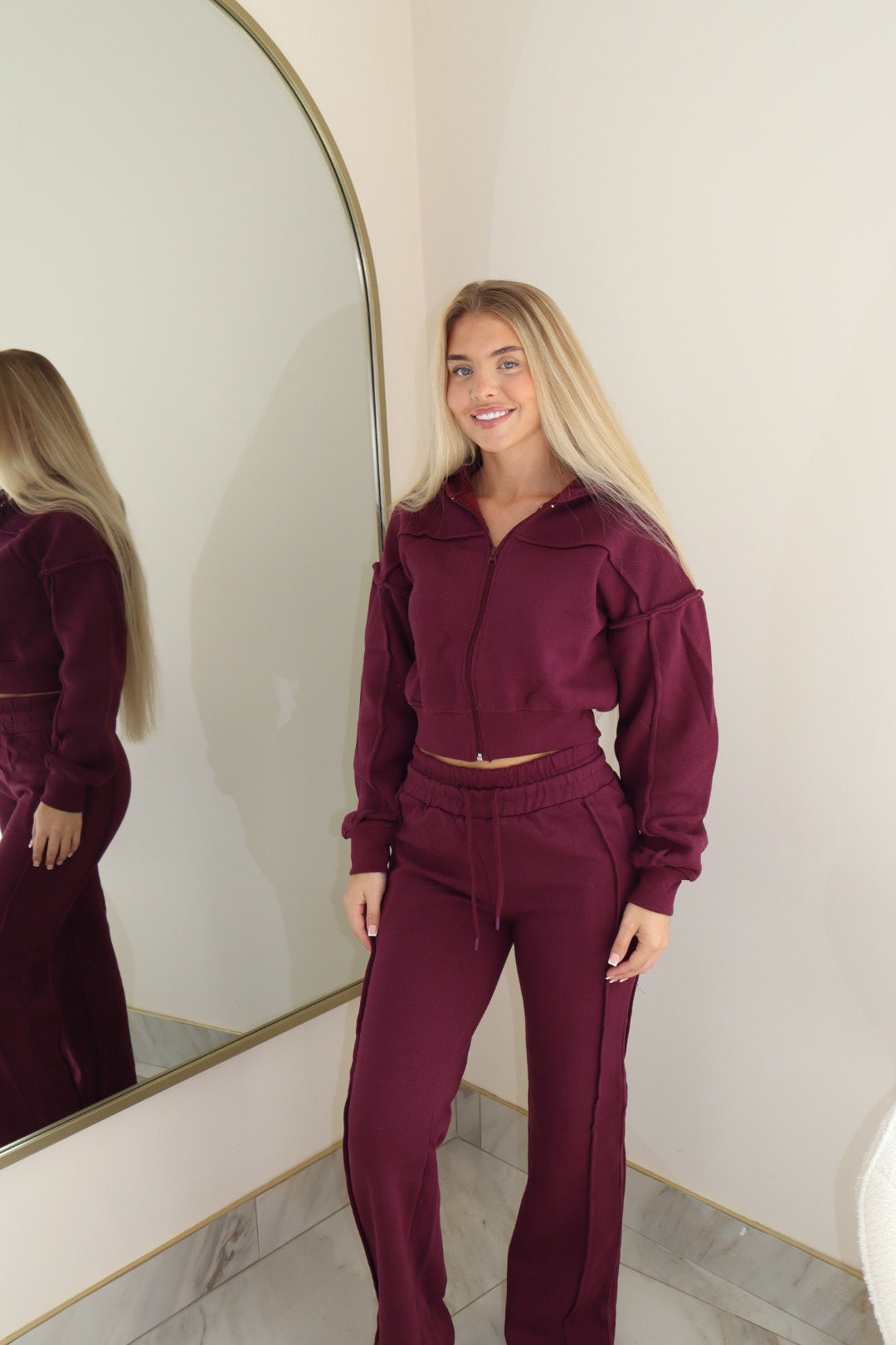 ‘Breathe’ Tracksuit In Wine