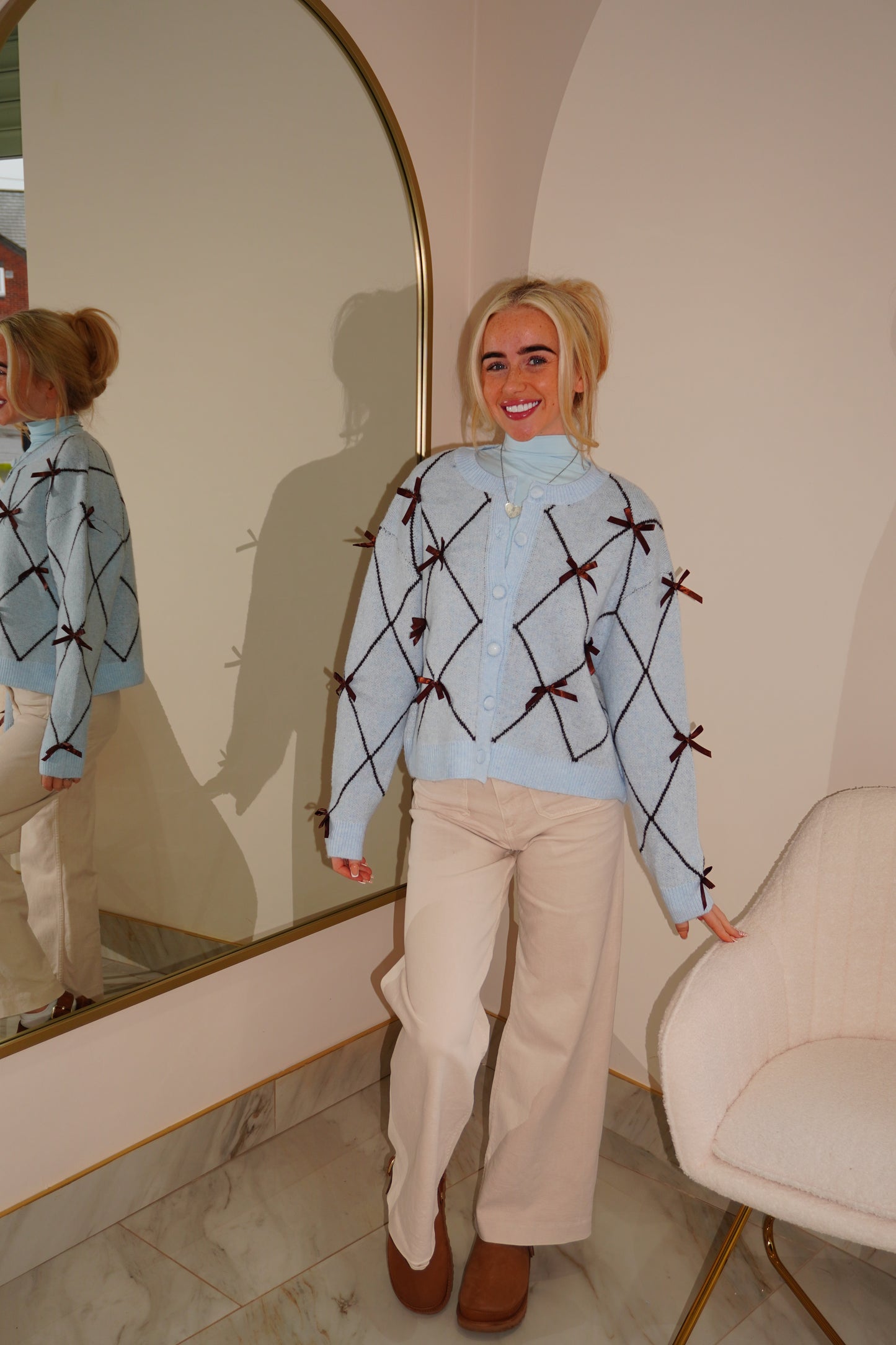 ‘Bow’ Cardigan In Blue