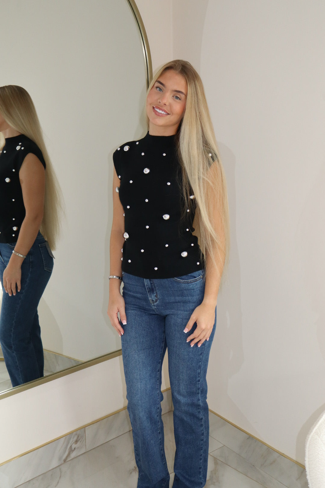 ‘Disco Ball’ Top In Black