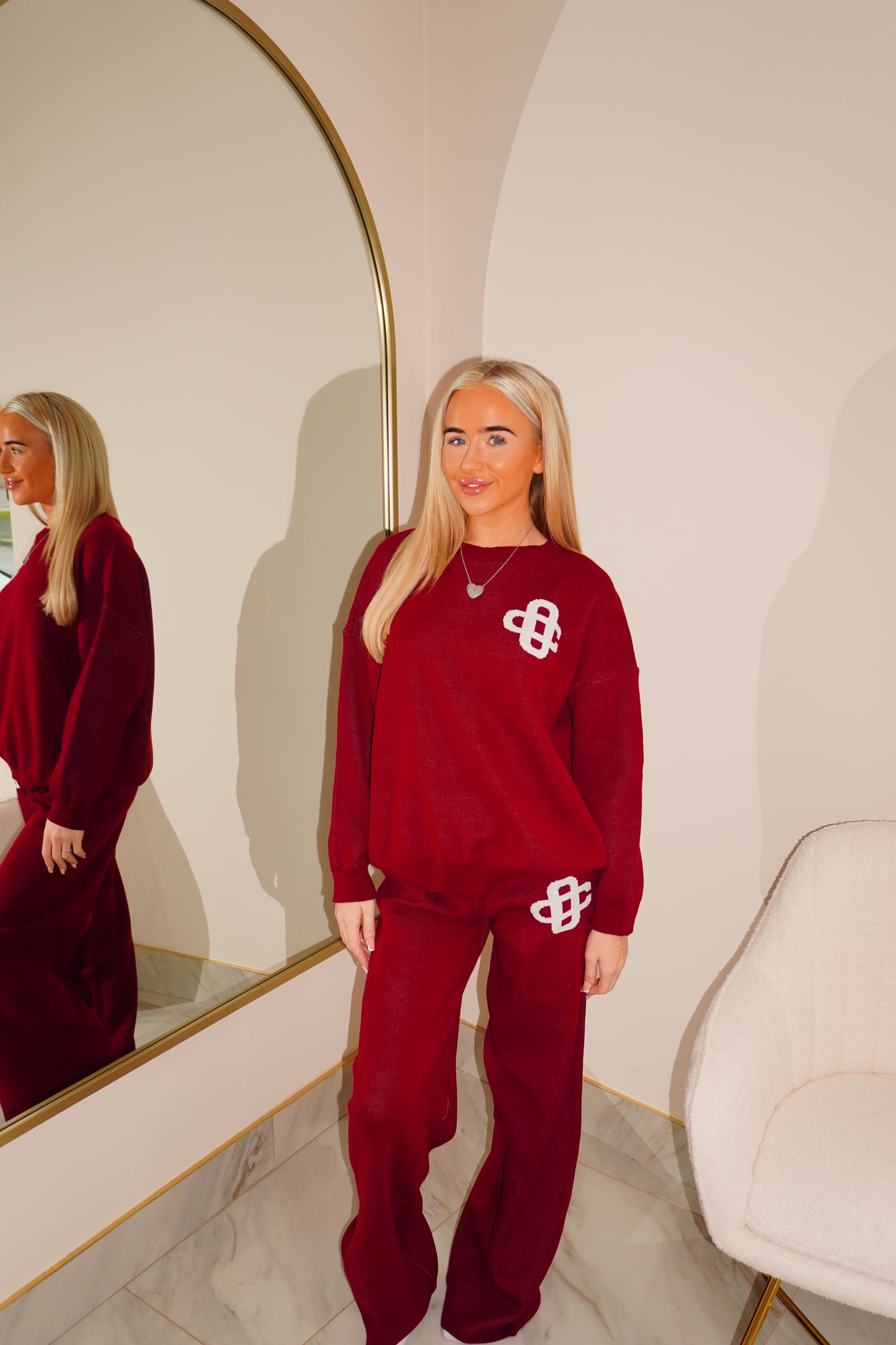 ‘CC’ Boxy Co-Ord In Cherry