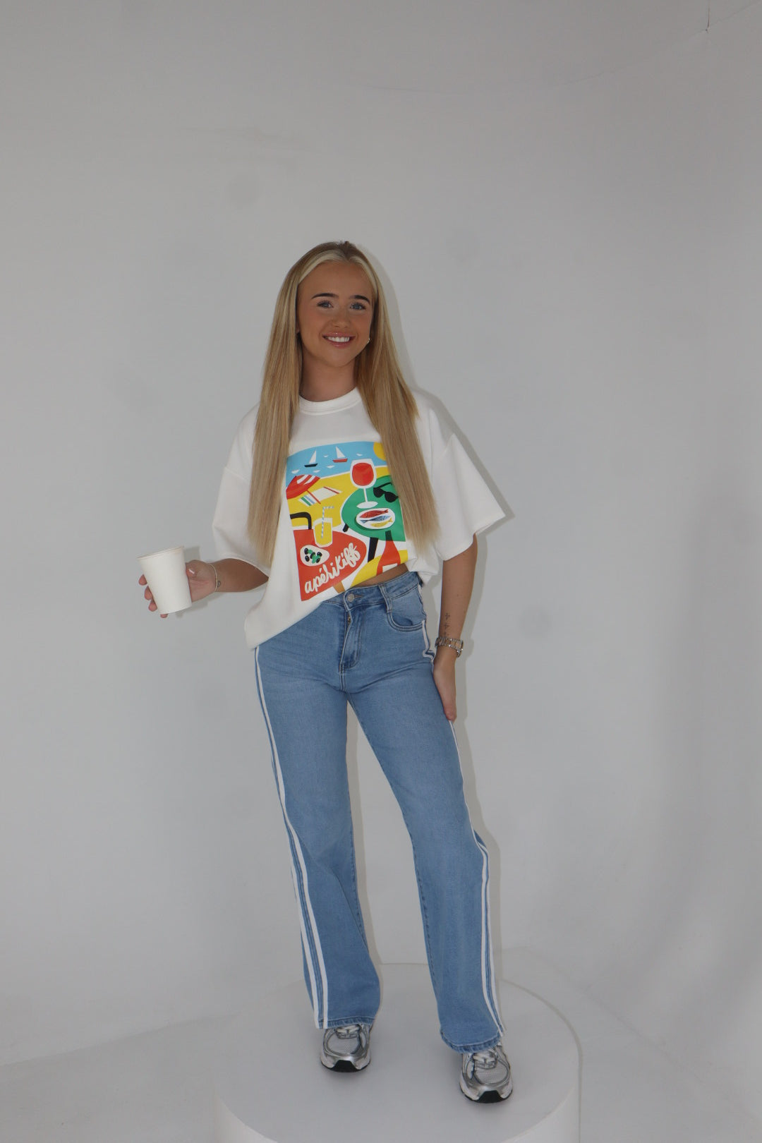 'Aperitif' Oversized T-Shirt In White