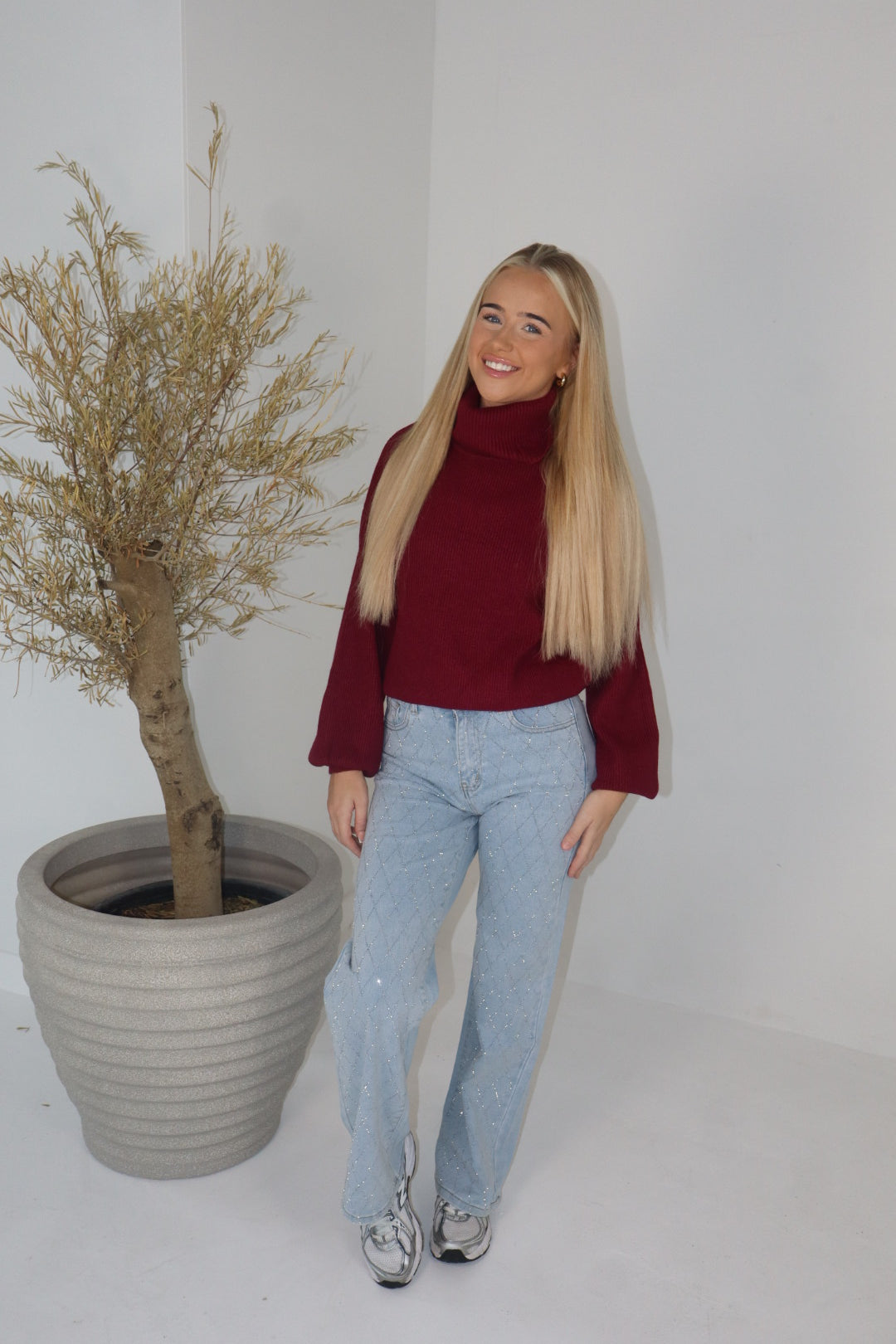 'Maple' Knit Jumper In Cherry