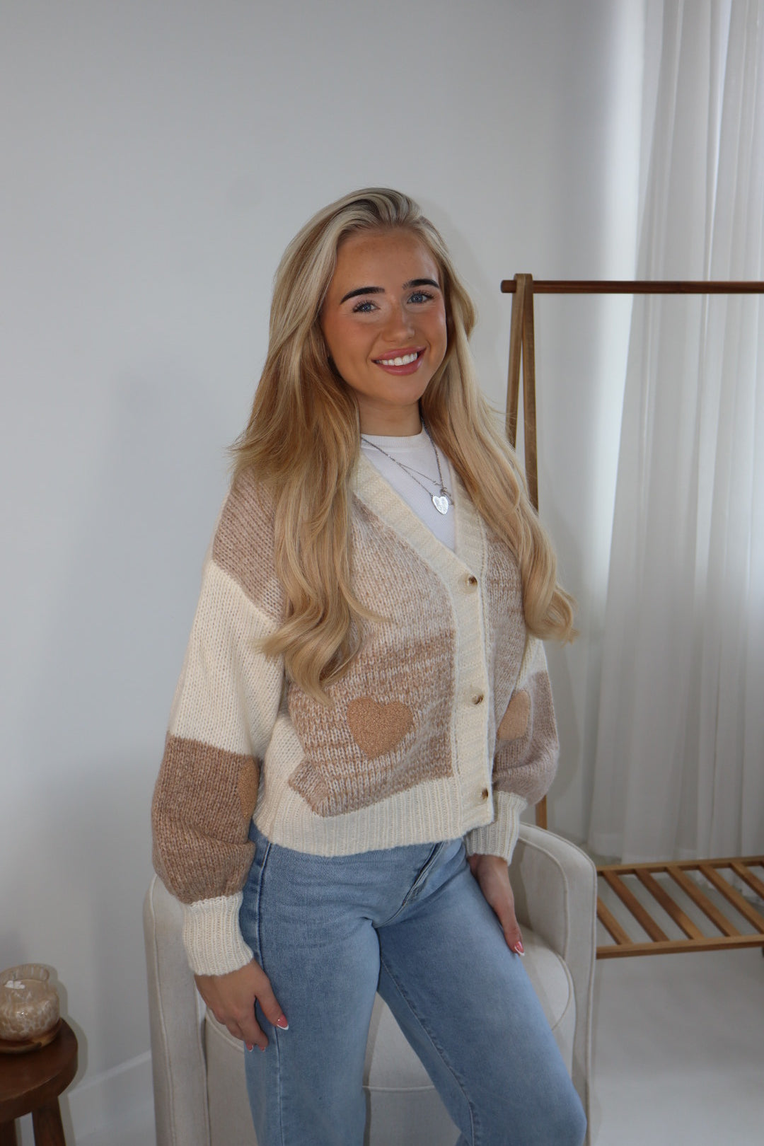 'Cupid' Cardigan In Beige