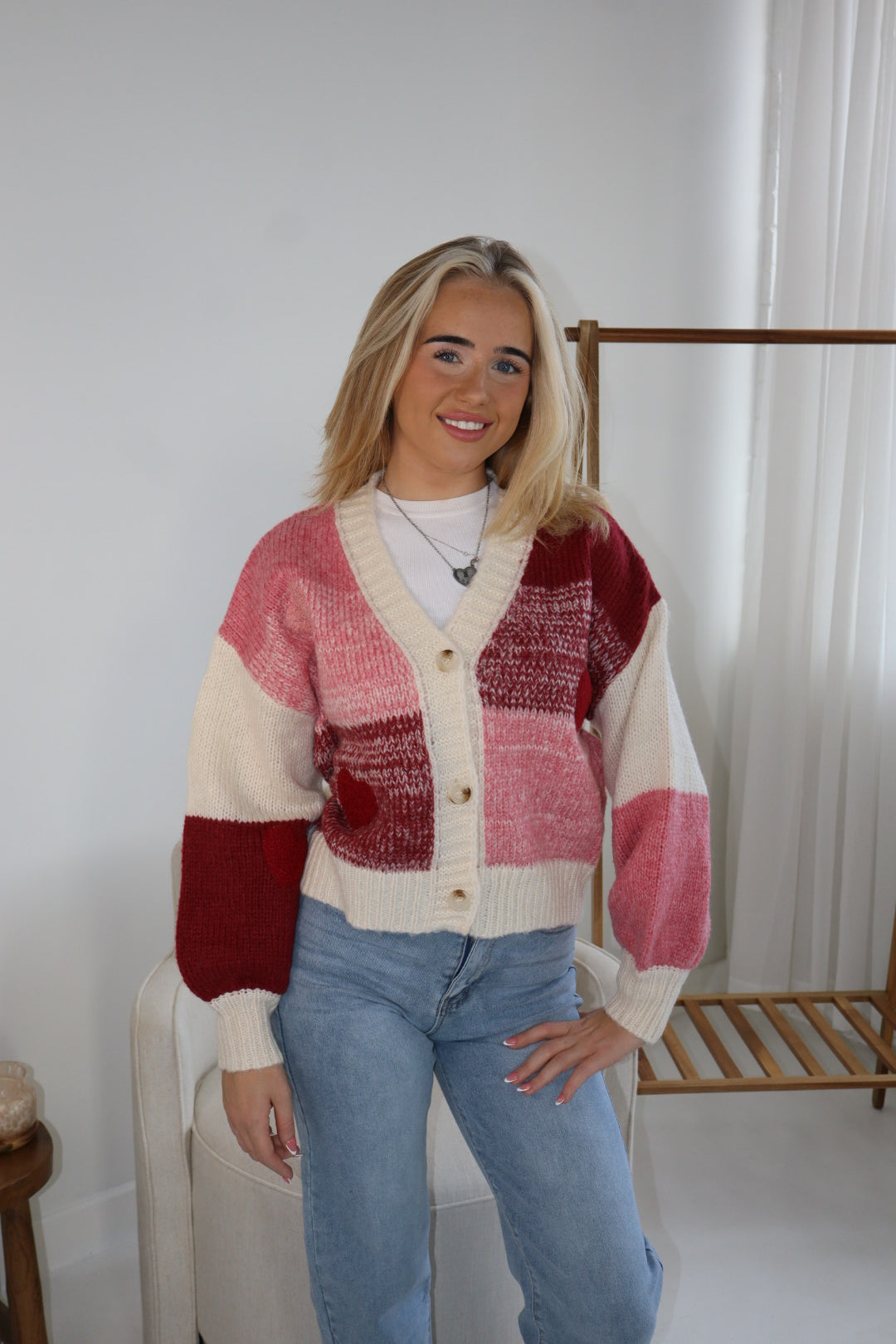 'Cupid' Cardigan In Cherry