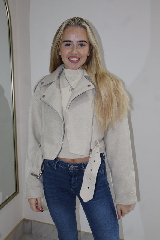 'Pebble' Jacket In Cream