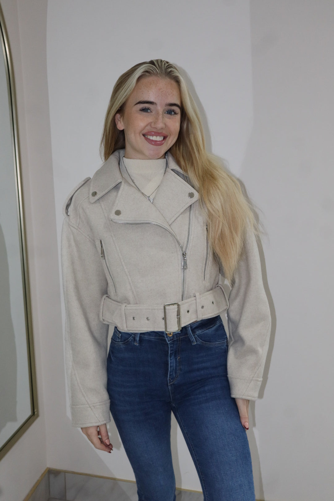 'Pebble' Jacket In Cream