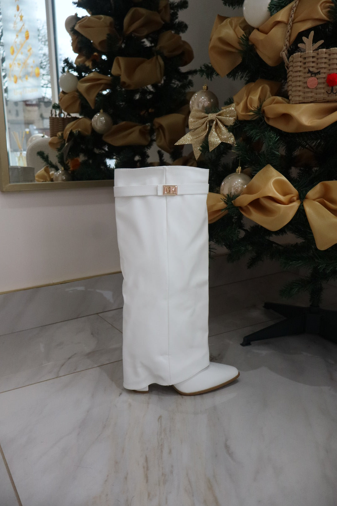 'Strap' Boots In White