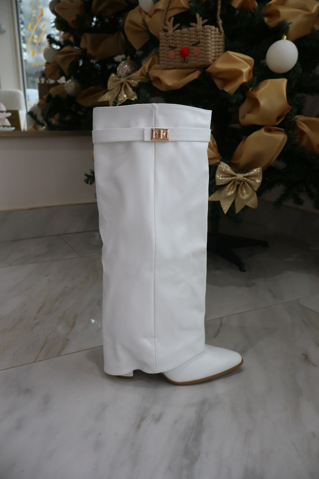 'Strap' Boots In White